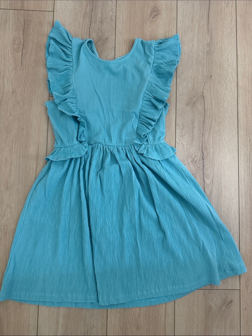 Zara Girls Teal Ruffle Sleeve Dress - Kids Dress